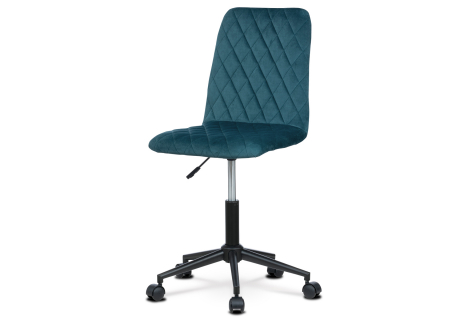 Kancelářská židle dětská, potah modrá sametová látka, výškově nastavitelná
